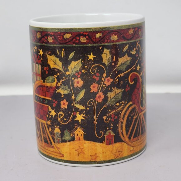 Set Of 2 Susan Winget Certified International Holiday Mugs With Snowman & Sleigh - Picture 7 of 11